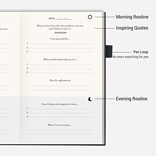 The Gratitude Journal - Inspire Thankfulness, Mindfulness, Positivity, Happiness, Affirmation, Productivity & Self Care - Undated Daily Reflection & Gratitude Journal for Women & Men - Upgraded with - color: Black