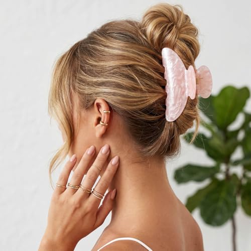 BARTOSI Acrylic Claw Clips Cute Pink Hair Clips Medium Hair Claw Clip Hair Accessories for Women and Girls (Pack of 2) - color: Set 3