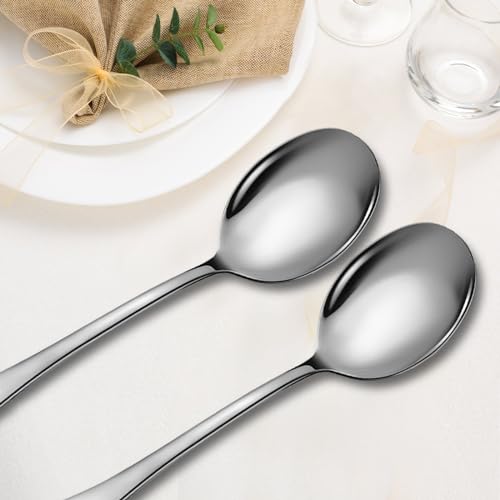 Serving Spoons Set, 8PCS, 10-Inch, Includes 8 Large Spoons - color: Silver, size: 8 Pieces (Large Only)