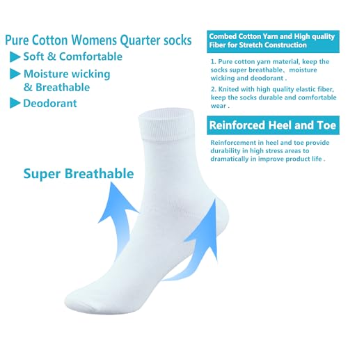 MAGIARTE Womens Mini Crew Cotton Socks,6 Pairs - color: Color#08 White