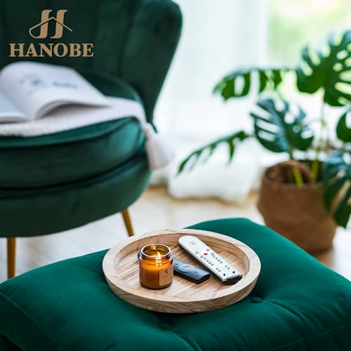 Hanobe Wooden Decortaive Coffee Table Tray, Round Candle Holder Centerpiece - color: Light Burnt Wood