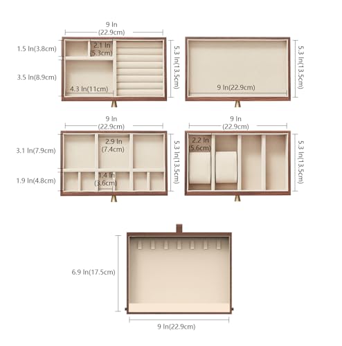 Walnut Wooden Women Jewelry Box with Pull-out Necklace Storage - style: 4 Layer B