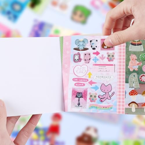 Tmtains 30 Sheets Kawaii Japanese Sticker Book Manga Books Style Writable Note Sticker Glitter Sand Aesthetic Japanese Korean Stickers Book for Adults Scrapbooking Notebook Supplies (Wonderful Ideas) - color: B-purple