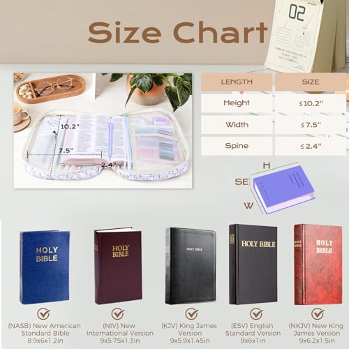 XKDOUS Bible Cover for Women Bible Bag Kit Church Book Holder Carrying Case - color: Lilac