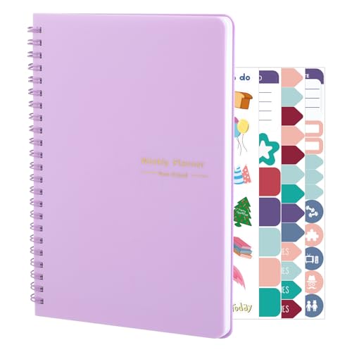 Thboxes A5 Weekly Planner Notebook, 52 Week Undated Journal for Women, Kids - color: Purple Cute