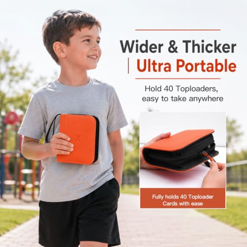 Mini 1 Pocket Top Loader Binder, Upgraded Widened Pages & Spine - color: Orange, size: 1