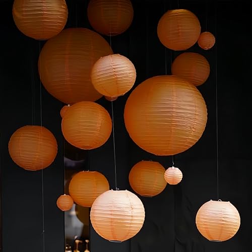 Orange Paper Lanterns Decorative 10pcs Party Hanging Decorations for Halloween Thanksgiving Birthday Baby Shower Graduation Fall Themed Decor Chinese Paper Lanterns DIY Activities - color: Orange