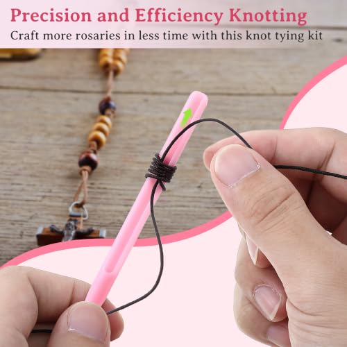 Dunkive 2 Pack Rosary Cord Knotting Tool, Dual Head,Pink - color: Pink