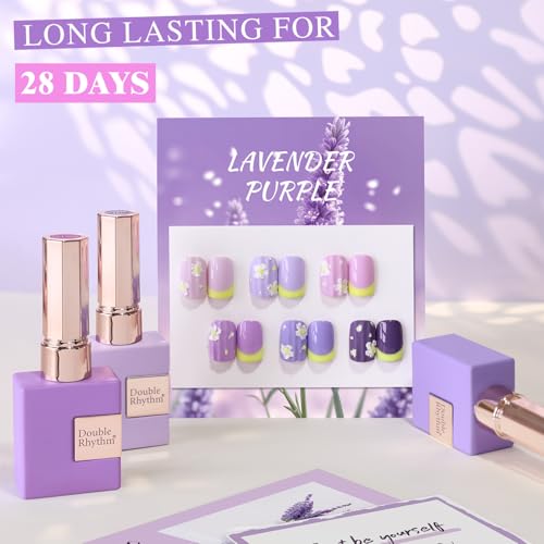 Double Rhythm 6 Pcs 15 ML Gel Polish Set Same Color Same Bottle Soak Off Gel Polish Kit Nail Art Manicure Salon DIY at Home for Women (Light Dark Purple Violet Rose Pink-T6-16) - color: Lavender Purple