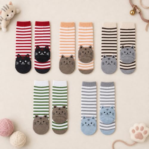 KONY Women's Animal Socks, Cotton Crew Fun Novelty Gifts, 5 Pairs - color: Cats Pattern - 5 Pairs
