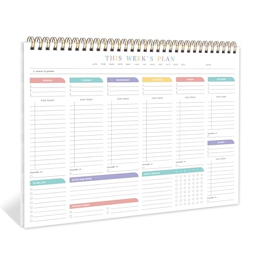 Weekly To Do List Notepad with Habit Tracker, 8.5" x 11" - color: White