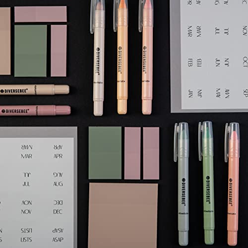 DiverseBee Transparent Sticky Notes Set with Quick Dry Pen (Pastel) - color: Pastel