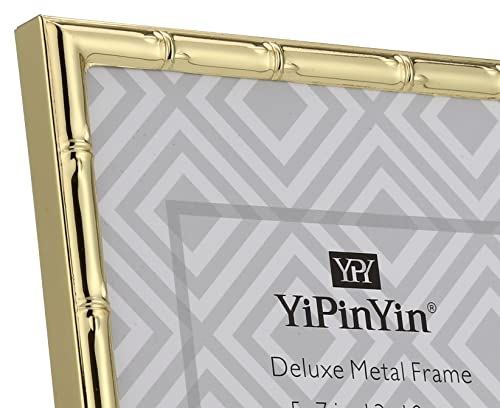 YiPinYin 4x4'' Gold Bamboo Design Metal Frame with mat for 3x3'' Set of 2, 3x3'' Elegant Gold Plated Metal Frame, Soft Touch Velvet Mat Desktop - color: Gold, size: 4x4 Mat 3x3 2PK