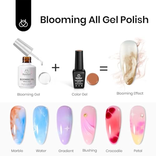 Beetles Blooming Gel Nail Polish HEMA Free with Nail Brush 1 Pcs 20ml - color: B-Clear-1