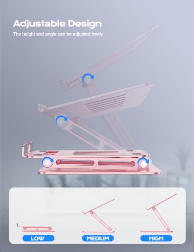 LOXP Aluminum Laptop Stand, Laptop Stand for Desk Ergonomic -Pink - color: Classic Pink