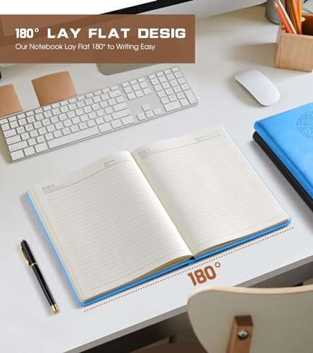 Biuwory Leather Journal Notebook, 256 Thick Lined Pages, Hardcover 8.6"×11" - color: Light blue, size: Lined-256 Pages (8.6"×11")