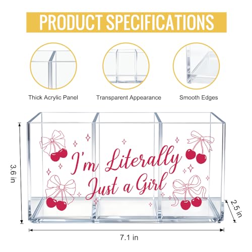 I'm LiterallyJust a Girl Acrylic Cosmetic Organizer 3 Compartments - color: Transparent048