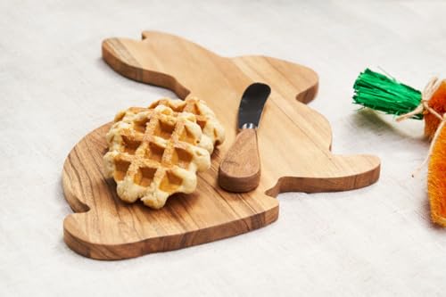 Easter Bunny Shaped Acacia Wood Premium Set of 4 Drink Coasters 4"