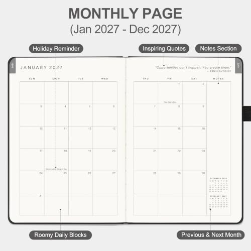 &And Per Se 2027 Planner, 12-Month Monthly & Weekly, 2027 Calendar Planner with 100gsm Paper, A5 Hardcover Faux Leather, 5.7" x 8" (Black) - color: Black, size: 5.7" x 8"(Jan 2027-Dec 2027)