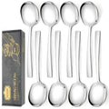 8 Piece Stainless Steel Serving Spoons Set - 8 Large Spoons, 9.2-Inch, Dishwasher Safe, for Parties/Kitchen/Buffet/Catering - color: Silver, size: LARGE 8 PCS C