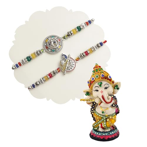 TIED RIBBONS Rakhi for Brother with Gift Set | Bhai Rakhi Set for Brother | Idol Figurine | Roli Tikka - Raksha bandhan Bracelet Rakhi Set of 2
