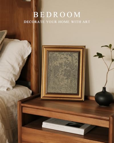 HUARCEY Gold Framed Canvas Wall Art, Antique Landscape Sketch, 8x10 Inch - color: Landscape Sketch, size: 10"L x 8"W