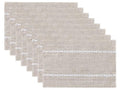 Wracra Cotton Linen Place Mats, Brown Embroidered Placemats Set of 8 - color: Hemstitched Brown, size: Placemats(Set of 8)