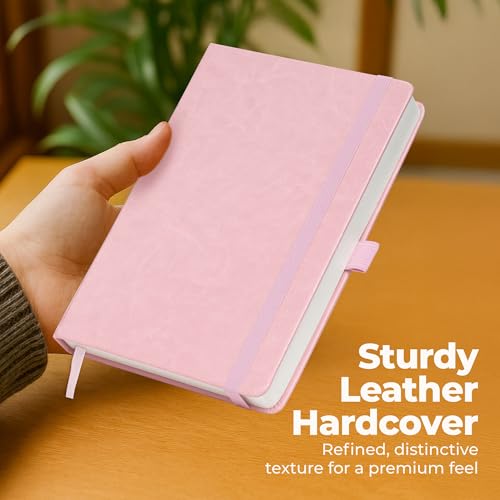 Lined Leather Bound Journal Notebook, A5 Hardcover Journals for Women Pink - color: Pink, size: A5 300 Pages