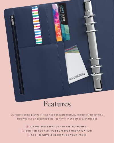 LUX PRO A5 - Daily Planner & appointment diary 2024 - Gratitude journal, wellness journal & Undated weekly planners and organisers - Desk journals for women & men - LUX Productivity (Blue - Midnight) - color: Blue - Midnight