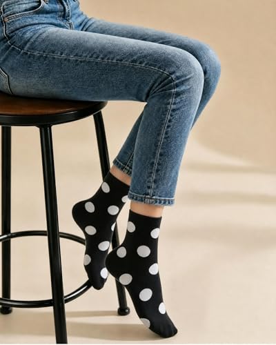 6 Pairs Crew Socks for Women, Soft Cute Funny Cotton Socks - color: Nocturne Melody