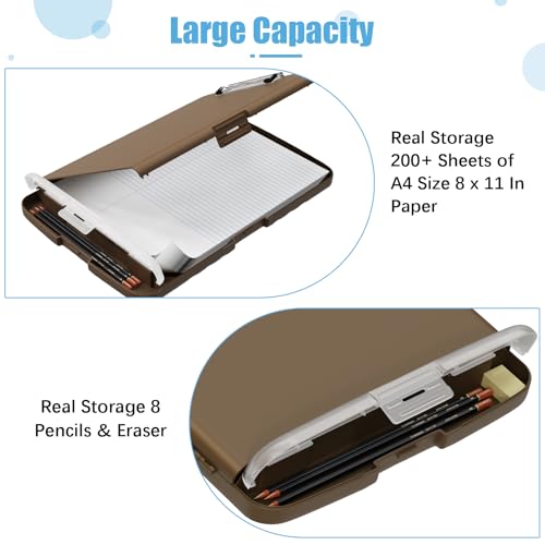 Hongri Clipboard with Storage with Pencil Case, 8.5 x 11 Storage Clip Board - color: Brown