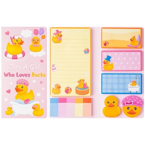 Xqumoi Duck Lovers Sticky Notes Set - Just A Girl Who Loves Ducks Self-Stick Note Pads Cartoon Animal Duckie Writing Memo Pad Page Marker Bookmarker Back to School Office Party Favors Supplies - color: 1pack-duck