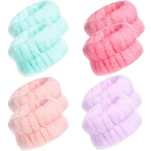 Chuangdi 4 Pairs Wrist Bands for Washing Face Microfiber,Candy Color - color: Candy Color