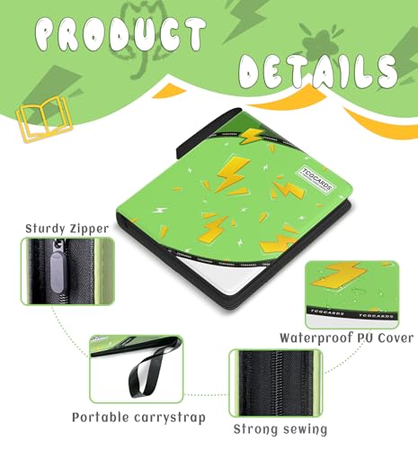 Trading Card Binder 9 Pocket,Card Binder 900 Pockets,Card Book Holder Cards with 50 Removable Sleeves,3-Ring Zip Design MTG/TCG/Sport Collectible Trading Card Albums Gifts for Boys and Girls (Green) - color: Green, size: Large