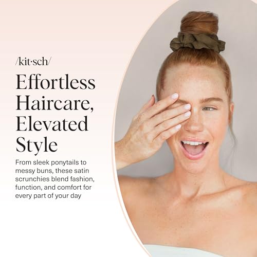 Kitsch Scrunchies for Women - Moss Green, 5 Pcs - color: Moss Green