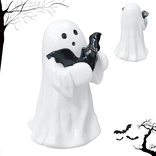 White Decorative Halloween Ghost Figurine (White Hugging the Ghost of a bat) - color: White Hugging the Ghost of a Bat