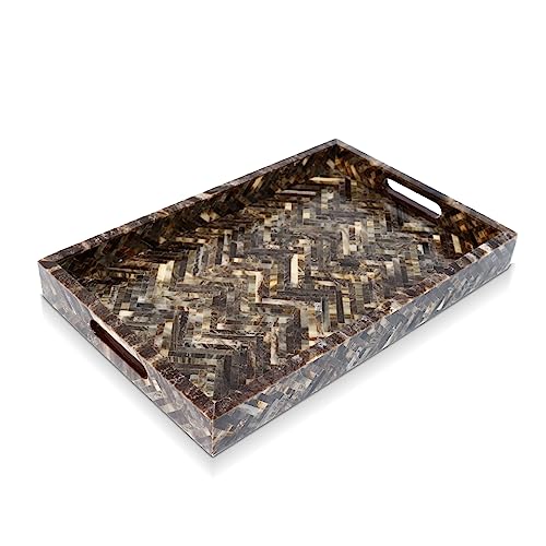 Handicrafts Home Resin Inlay Decorative Serving Ottoman Tray,17x11 - color: Discovery Fantazia, size: 17" x 11" x 2"
