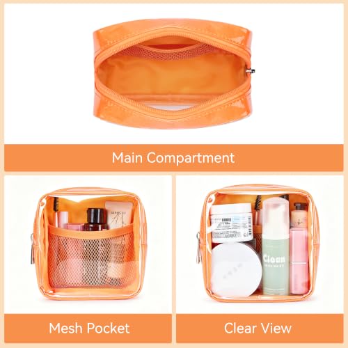 WLLWOO Clear Makeup Bag Mini Cosmetic Pouch Travel Toiletry Organizer - color: 1pcs-Mini-Orange