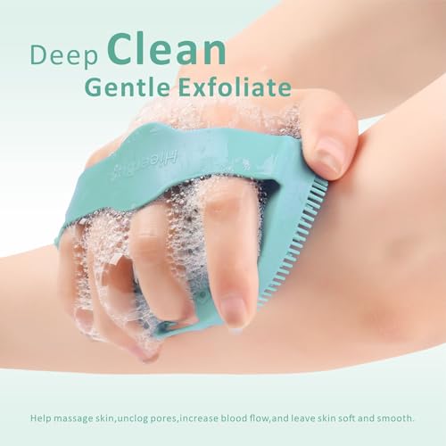 Soft Silicone Face Scrubber with Body Scrubber for Shower Gentle Exfoliating-Facial Exfoliator Scrubber Brushes for Sensitive Skin Deep Cleansing- Gift Women Men Skin Care Tool - color: ( Set)green+green