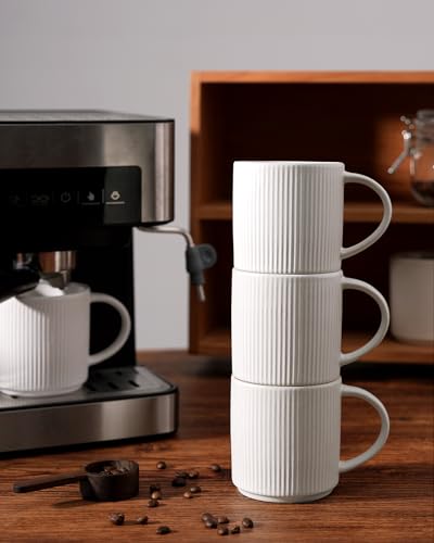 famiware Coffee Mug Set of 8, Star 12 oz Ceramic Mugs Cups Set with Handle - color: Star-Matte White, size: 8 Count (Pack of 1)