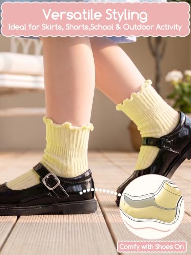 Aroveea Toddler Socks Non Slip Grip Baby Girls Kids Ankle Cute 12 Pack - color: Multitones Ruffle, size: 1-3T