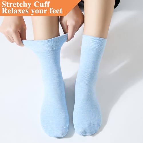 ATBITER Women Thin Cotton Crew Socks,Ankle Bootie Casual Dress Socks 6Pairs - color: 6 Pairs Quotidian Colors, size: 9-11