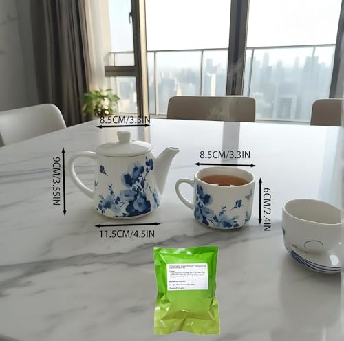 Ceramic TeaPot Porcelain Tea for One Set 15OZ Rustic Boho Tea Pot with Cup Set Stackable TeaPot and MugSet with English Breakfast Tea Gift Box as Home & Kitchen Tools Idear for Tea Lover - style: Butterflies and Birds