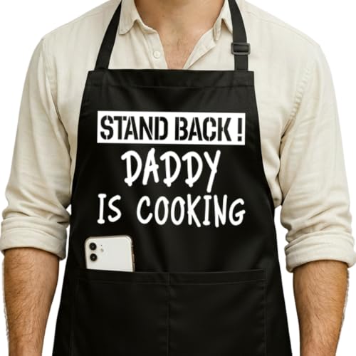 Funny Black Grill Apron with Pockets for Man,Dad,Husband,Father in Law,Chef Daddy Grilling Apron BBQ Cooking Gifts - color: Daddy Apron-2