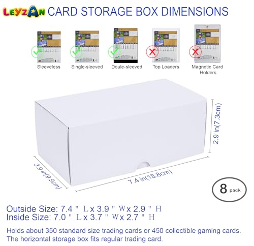 Trading Card Storage Box, 8-Pack 400 Count Cardboard TCG & Sport Card Box - size: 8 piece 7in for Standard