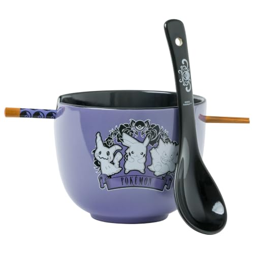 Silver Buffalo Pokémon Ghost Trio Ceramic Ramen Bowl Set, 20oz - color: Pokemon Ghost Pokemon Spoon, size: 20 Ounces (With Spoon)