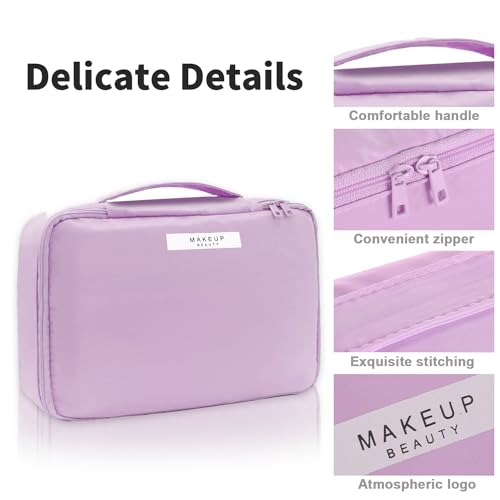 Queboom Travel Makeup Bag Cosmetic Bag Toiletry Bag for Women & Men, Purple - color: Purple-1pcs