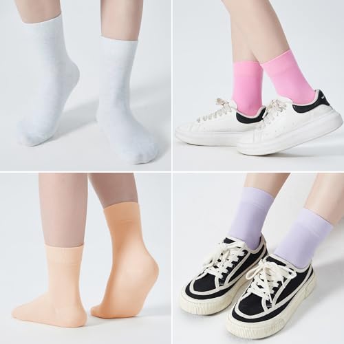 ATBITER Women Thin Cotton Crew Socks,Ankle Bootie Casual Dress Socks 6Pairs - color: 6 Pairs Dark Color, size: 5-9