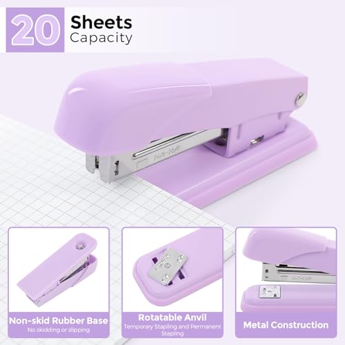 SKYDUE Purple Office Supplies Set with Pencil Holder for Desk,11 PCS - color: Purple