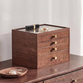 Black Walnut Wooden Women Jewelry Box with Glass Lid, 4 Layer - style: 4 Layer A